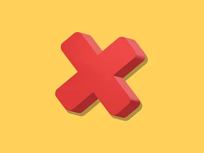 3d decline symbol. Red Cross Check Mark. template