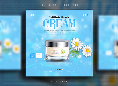 Cosmetics Social media post banner branding collection cosmetics design fishing illustration perfume social media kit