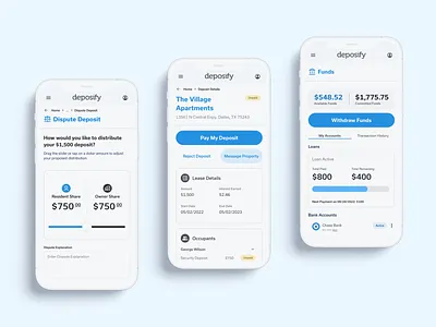 Modern Security Deposits bank blue cratebind deposit finance fintech lease money product design property real estate redesign renter security deposit slider transactions