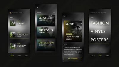 Music Festival App UI 2022 app application catalin dobrean design designer festival figma fine tuning gradients graphic design music music festival qubist studio ui user interface ux