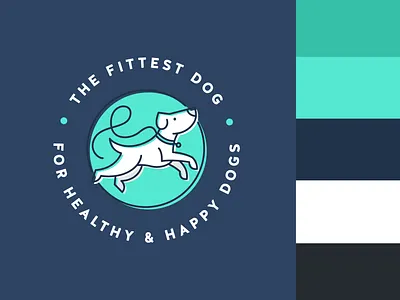 The Fittest Dog | Brand Color Palette badge beach blue california clean color palette design dog fitness fresh healthy illustration line icon logo modern ocean running symbol teal white dog