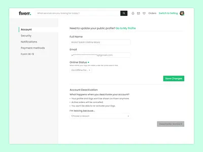 #DailyUI #007 Settings page 007 dailyui dailyuichallenge design figma fiverr fiverr redesign fiverr settings page redesign graphic design redesign ui ui redesign web design website design website redesign