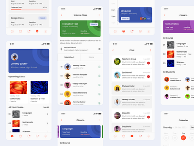 Classroom App branding card clean component control course design education mobile mobile design online school student teacher tutor ui ui ux ui mobile uidesign ux