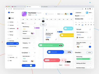 Project Management Dashboard activities calendar coordination dash ui dashboard landing management management platform meeting project saas schedule slack startup task team building todo ui design ui ux webdesign