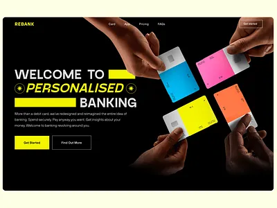 Rebank Neobank Landing Page bank design landing page neobank ui ui design uiux web design website yellow