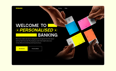 Rebank Neobank Landing Page bank design landing page neobank ui ui design uiux web design website yellow