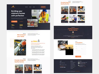 Amartin - Construction Landing Page builder building clean company construct construction construction landing page contractor dailyui faq home house interior architectre landing page minimall property real estate uiux web website design