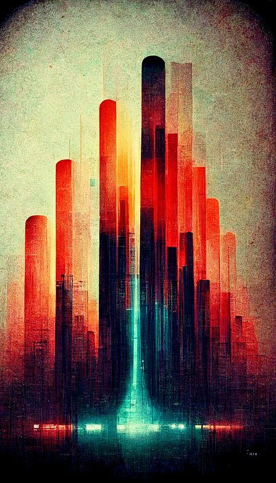 Frequency Disruption background cityscape colorful digital art vibrant wallpaper waveform