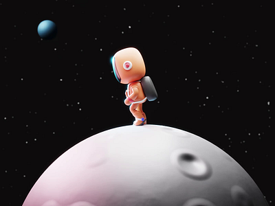 Astronaut Moon walk 3D 2d 3d 3d character 3d illustration 3d render astronaut astronout blender character color design illustration isometric lowpoly moon moon walk moonwalk