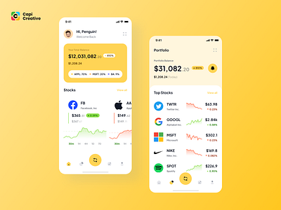 Stock market tracking - Mobile UI Concept agency design app app design capi creative design freelancer design google investment manage mobile mobileapp social media stock market tracking twitter ui ui concept ui design ux design