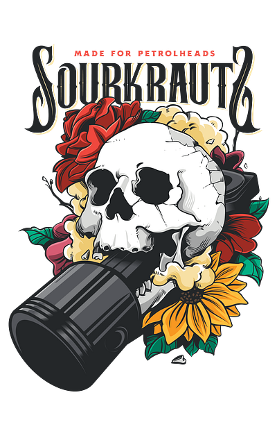 Skull and flowers brand branding design illustration lettering logo skull vector