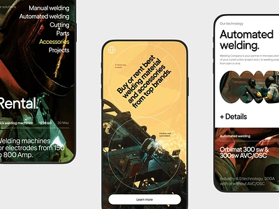 Welding Company App Concept company concept digital grid industrial interaction iron layout metal mobile app production service steel technical typo typography ui ux welding whitespace