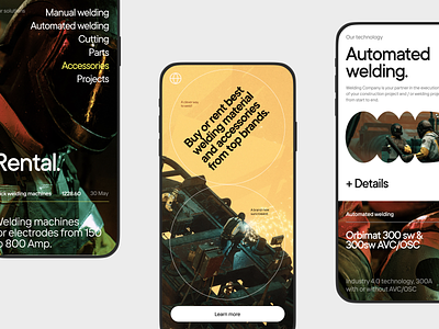 Welding Company App Concept company concept digital grid industrial interaction iron layout metal mobile app production service steel technical typo typography ui ux welding whitespace
