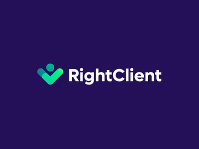 RightClient logo concept pt.2 abstract app branding check mark client clients costumer design digital done human icon logo mark marketing person right smart logo technology web3
