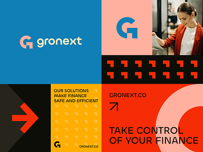 Gronext Branding abstract arrow banking bold branding clever corporate crypto data digital fast finance fintech g letter logo money payment quick technology
