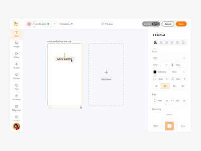 Snackeet - Story Design Studio app dashboard edit edit app edit studio instagram story saas story story design studio ui user experience user interface ux