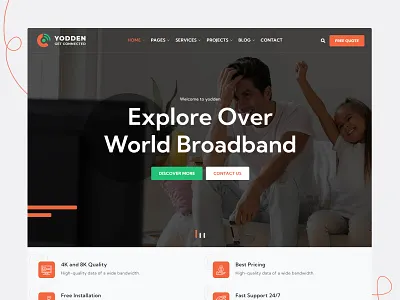 Yodden - Broadband & Internet Services HTML Template broadband broadband service broadcast call channel communication connection internet internet company internet provider network satellite tv speed technology telecom television tv tv app tv show wifi