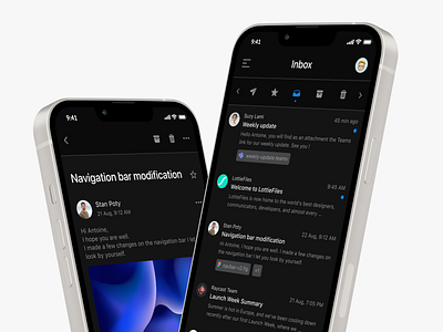 Mobile Mailbox Application (Concept) app application concept dark mode dark ui design figma layout mail mail design mailbox mobile mobile design platform ui ui design uiux