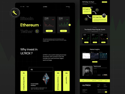 ULTROX - Crypto Investing Platform banner crypto currency design figma graphics hero banner landing page popular shot web app website