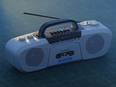 Boombox 3d 90s blender boombox cassete cyberpunk cycles music product render retro sony sport tape tech