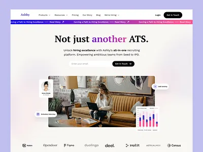 Ashby redesign analytics clean colorful design figma fun gradients homepage landing page minimal modern product design redesign ui ux web design