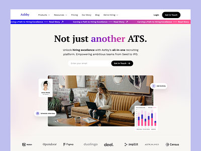 Ashby redesign analytics clean colorful design figma fun gradients homepage landing page minimal modern product design redesign ui ux web design
