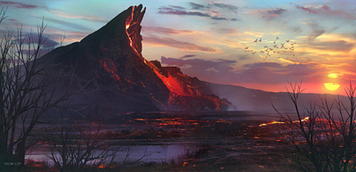 Volcano architectural concepts artwork childhood conceptart design digital 2d digital 3d fan art illustration rachid lotf rachidlotf volcano