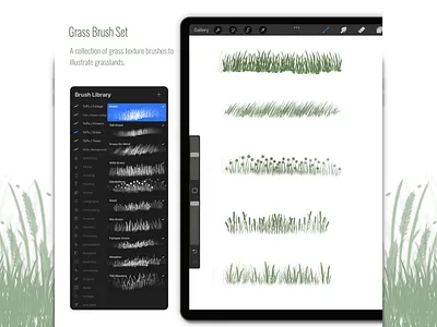 Landscape Essentials Procreate Brush Set brush brushset drawing foliage graphic design grass illustration landscape procreate procreatebrush trees vegetation