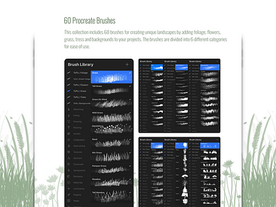 Landscape Essentials Procreate Brush Set brush brushset drawing flowers foliage graphic design grass illustration landscapebrush procreate procreatebrush trees vegetation