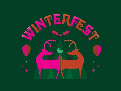 Winterfest christmas deer design holiday illustration poster design typography vector winter
