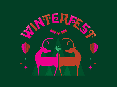 Winterfest christmas deer design holiday illustration poster design typography vector winter