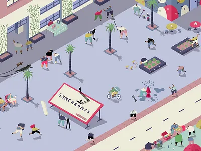 Synchronis actors animation architects city helping homeless illustration isometric la landing page los angeles lowrider mechanic society sports car synchronis urban vw web design website
