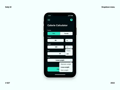 Dropdown menu - Daily UI 027 app app design daily ui design dropdown dropdown menu fitness app menu ui