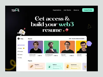 WEB3 Resume Builder: Header Design blockchain builder clean crypto cryptocurrency finance fintech header header design homepage minima money resume ui web design web3 website
