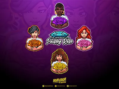 The Immaculate Paisley Rose design diamond flower illustration logo mascot rose sticker twitch woman women