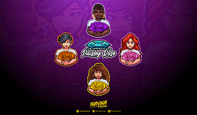The Immaculate Paisley Rose design diamond flower illustration logo mascot rose sticker twitch woman women