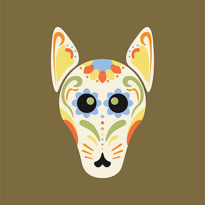 Dog Calavera de Azucar dia de los muertos dog graphic design illustration sugar skull vector