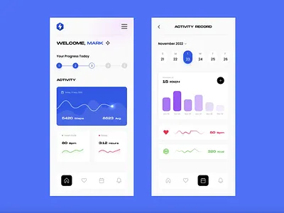Step tracker App app design minimal ui ux