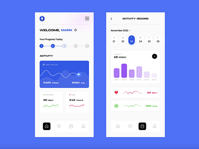 Step tracker App app design minimal ui ux