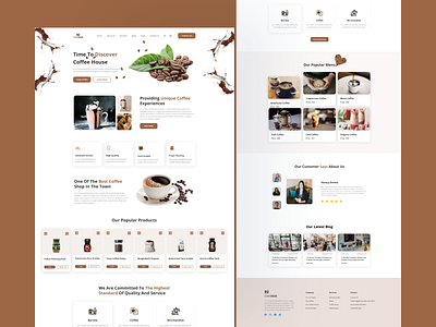 Coffee Shop coffee coffee bean coffee cup coffee landing page coffee landing page design coffee packet coffee powder coffee shop coffee shop landing page design design landing page landing page design ui uiux ux web landing page web landing page design