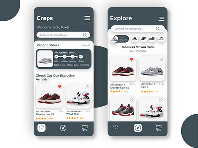 Sneakers App app app design application branding daily ui design explore page figma homepage product product page rating ui