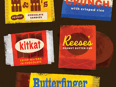 give me all the chocolate branding butterfinger candy chocolate crunch halloween kitkat packaging peanut butter reeses retro sugar treats