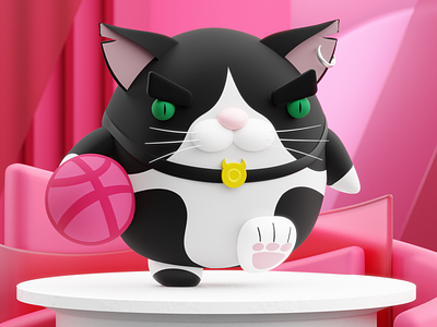 Welcome to Dribbble, let’s game begin! 3d basketball cartoon cat character dao design dribbble fancy graphic design nft nft collection oz oz dao plastic