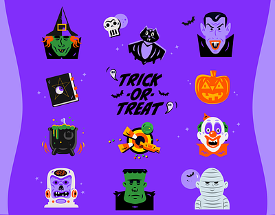 Halloween Stickers astro zombie bat candy clown fall halloween jack o lantern magic mummy pumpkin skull spell book vampire witch