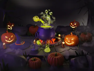 Halloween 3d illustration 3d 3d design 3d forest 3d illustration 3dart art design georgia graphic design halloween illustration night pumpkin tbilisi