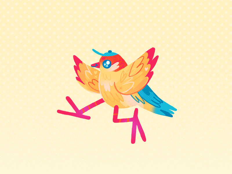 Pardal animation animation 2d bird character design digital fly flying illustration loop photoshop sparrow summer