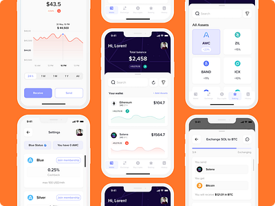 Cryptocurrency wallet app bitcoin blockchain crypto crypto app cryptocurrency cryptocurrency wallet figma finance finance app fintech fintech app ios ios app ui ui design uiux user experience user interface ux ux design