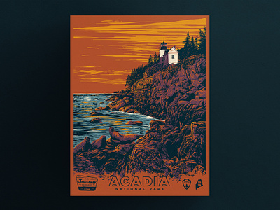Acadia National Park Poster acadia lighthouse maine national park seals