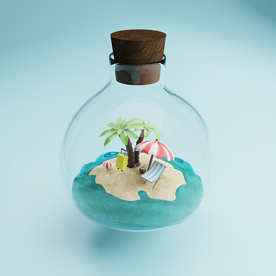 3D Summer 3d 3dart 3dbeach 3ddesign 3dillustration 3dmodel 3dmodeling 3dsummer 3dwater blender blender3d design glassrendering illustration render