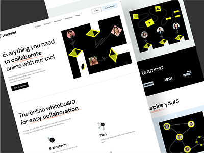 Teamnet - Teamwork Landing Page best design business collab collaboration hero illustration homepage illustration interface landing landingpage meetings product project management team teammates teamwork ui website workspace